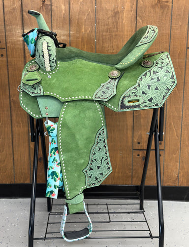 Cactus and Olive Green 16” Saddle