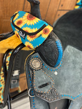 Load image into Gallery viewer, Teal Sunflower 14.5” Saddle