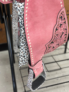 Pink and White Cheetah 14” Saddle