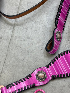 Pink Serape Leather Tack Set