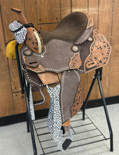 Load image into Gallery viewer, White Cheetah 14” Saddle