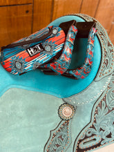 Load image into Gallery viewer, Aztec Serape and Teal 16” Saddle