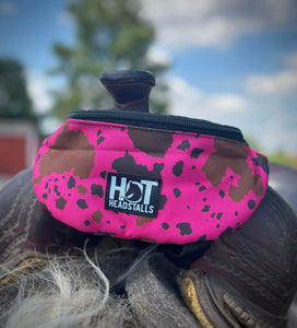 Pink Cowhide Saddle Pouch