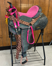 Load image into Gallery viewer, Pink and Designer 15” Saddle Bundle