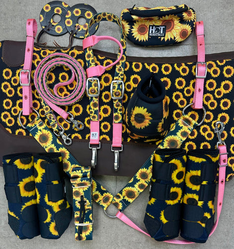 Black Sunflower and Light Pink Tack Bundle