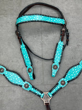 Load image into Gallery viewer, Teal Polka Dots Tack Set