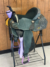 Load image into Gallery viewer, Lavender and Black 15” Saddle