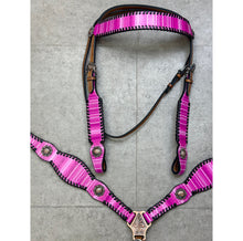 Load image into Gallery viewer, Pink Serape Leather Tack Set