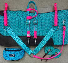 Load image into Gallery viewer, Turquoise Stone and Hot Pink Tack Bundle