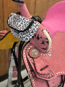 Pink and White Cheetah 14” Saddle