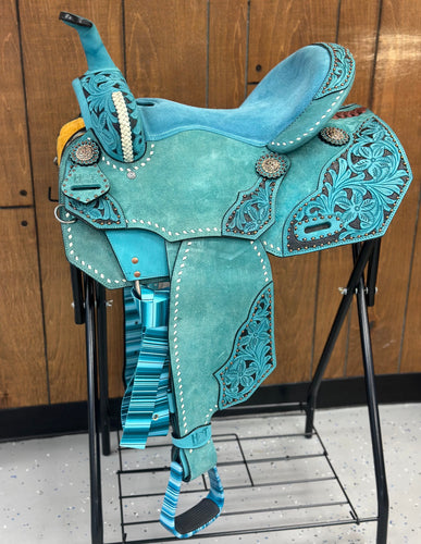 Teal Pick Your Pattern 16” Saddle