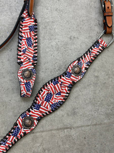 American Flag Leather Tack Set