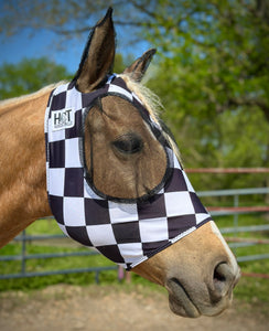 Black and White Checkered Fly Mask