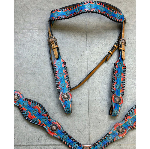 Aztec Serape Leather Tack Set