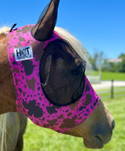 Load image into Gallery viewer, Pink Cowhide Fly Mask