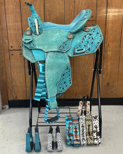 Teal Pick Your Pattern 15” Saddle
