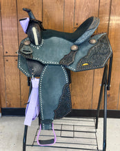 Load image into Gallery viewer, Lavender and Black 15” Saddle