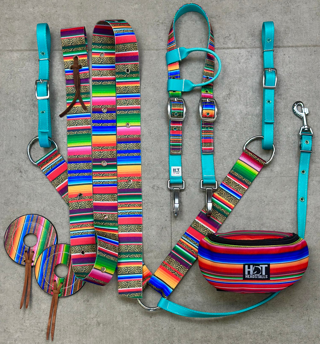 Cheetah Teal Serape Tack Set