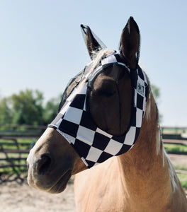 Black and White Checkered Fly Mask