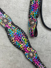 Load image into Gallery viewer, Rainbow Cheetah Leather Tack Set