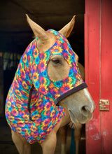 Load image into Gallery viewer, Rainbow Sunflowers Lycra Hood