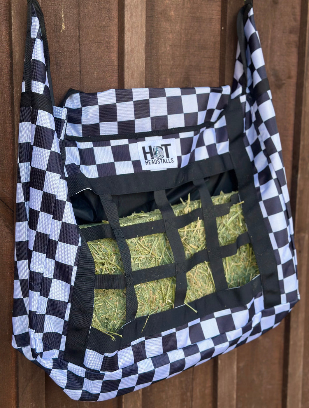 Black and White Checkered Hay Bag