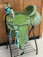 Load image into Gallery viewer, Cactus and Olive Green 16” Saddle