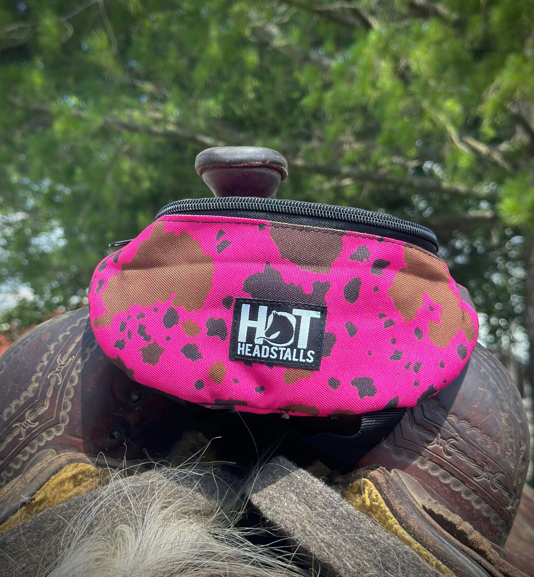 Pink Cowhide Saddle Pouch