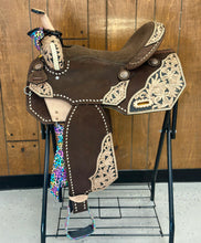 Load image into Gallery viewer, Rainbow Cheetah 16” Saddle