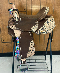 Rainbow Cheetah 16” Saddle