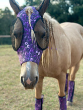 Load image into Gallery viewer, Purple Wildflowers Fly Mask