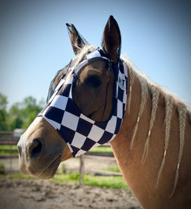 Black and White Checkered Fly Mask