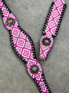 Pink Aztec Leather Tack Set