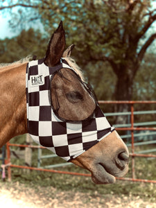 Black and White Checkered Fly Mask