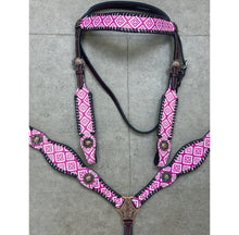 Load image into Gallery viewer, Pink Aztec Leather Tack Set