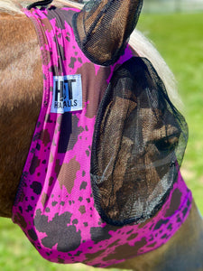 Pink Cowhide Fly Mask