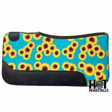 Load image into Gallery viewer, Teal Sunflower Saddle Pad