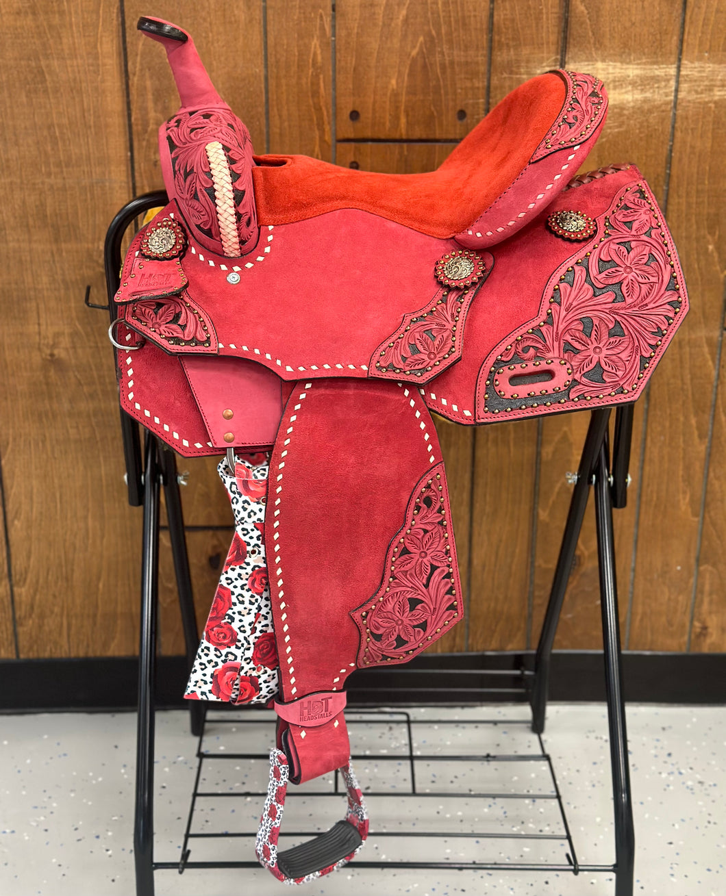 Red Pick Your Pattern 14.5” Saddle