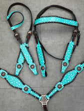Load image into Gallery viewer, Teal Polka Dots Tack Set