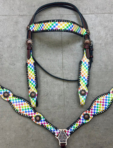 Rainbow Checkered Tack Set