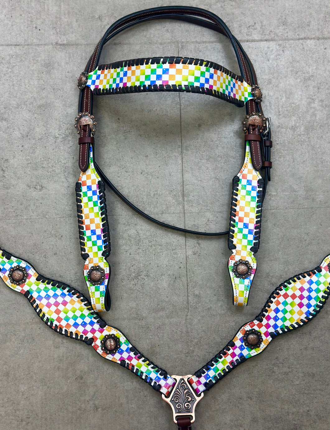 Rainbow Checkered Tack Set