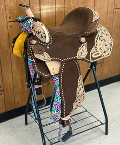 Rainbow Cheetah 16” Saddle