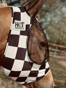 Black and White Checkered Fly Mask