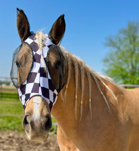 Black and White Checkered Fly Mask