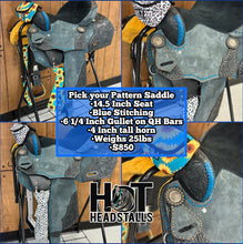 Load image into Gallery viewer, Teal Sunflower 14.5” Saddle