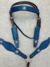 Load image into Gallery viewer, Blue Paisley Leather Set