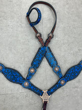 Load image into Gallery viewer, Blue Paisley Leather Set