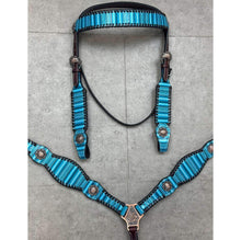 Load image into Gallery viewer, Teal Serape Leather Tack Set