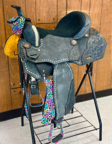 Rainbow Cheetah 16” Saddle