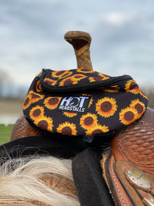 Black Sunflower Saddle Pouch
